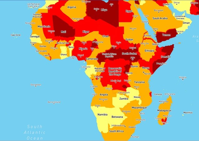 Bezpečnost v Africe - mapa států